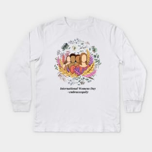 embrace equity international women's day 2023 Kids Long Sleeve T-Shirt